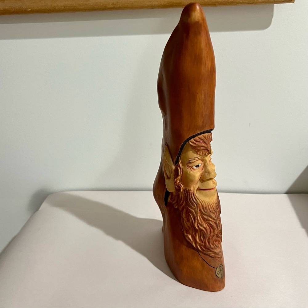 Handcrafted Carole Jean Wooden Elf Sculpture